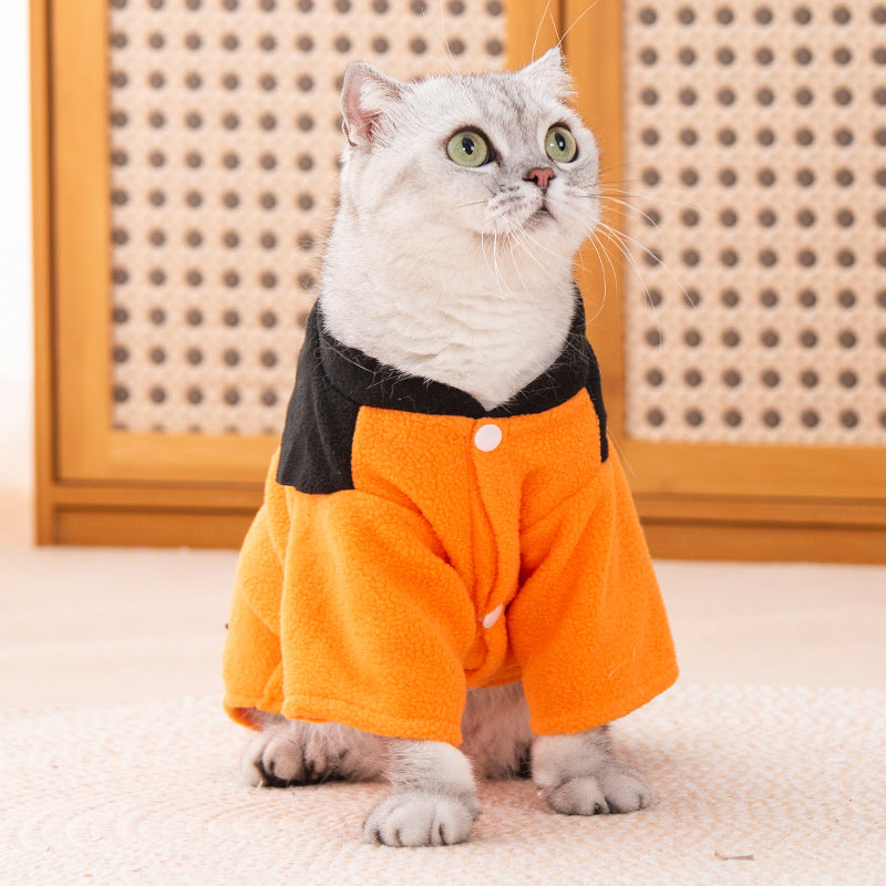 Cozy Pumpkin Halloween Costume for Cats & Small Dogs
